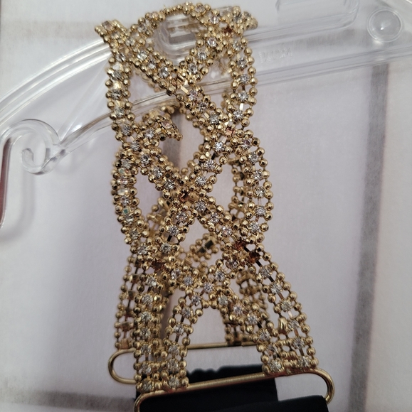 Navy Blue Formal Dress with Gold Chain Link Strap Fits Like Size 8 - Picture 8 of 13